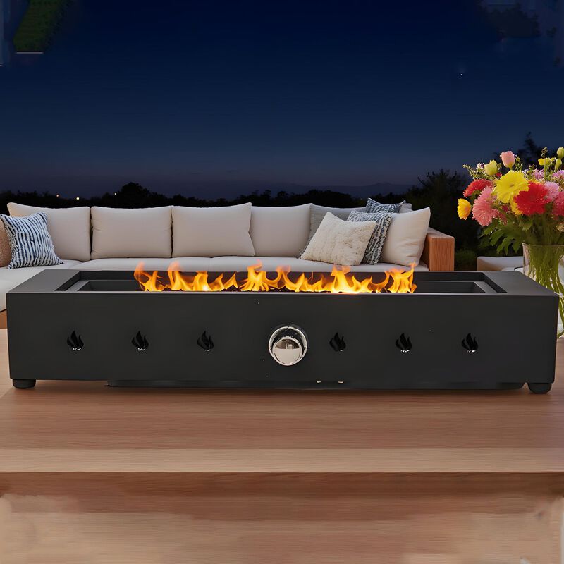 28-Inch Rectangle Fire Pit, Wind-Resistant 40000 BTU Outdoor Propane Fire Pit With Tempered Glass Wind Guard image number 2