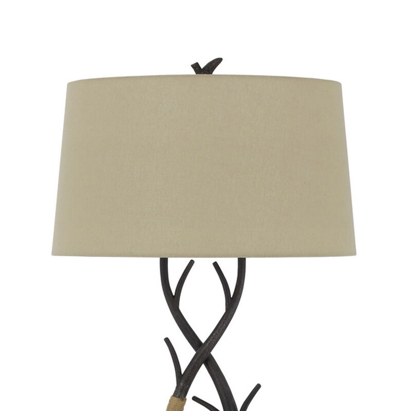60 Inch Metal Tree Branch Base Floor Lamp, Dimmer, Black image number 2