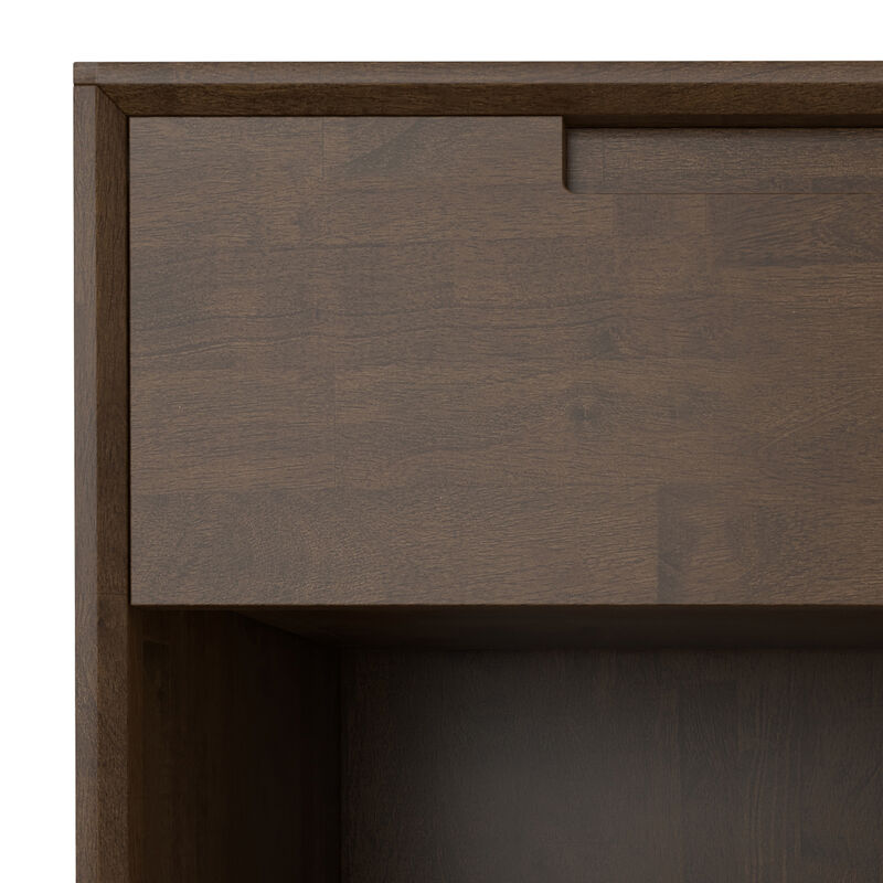 Banting SOLID HARDWOOD 20 inch Wide Industrial Mid Century Nightstand in Walnut Brown