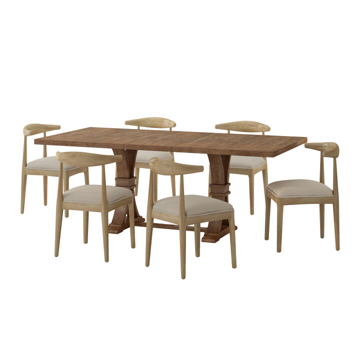 Christopher Knight Home Dored 7 Piece Contemporary Upholstered Wood Expandable Dining Set