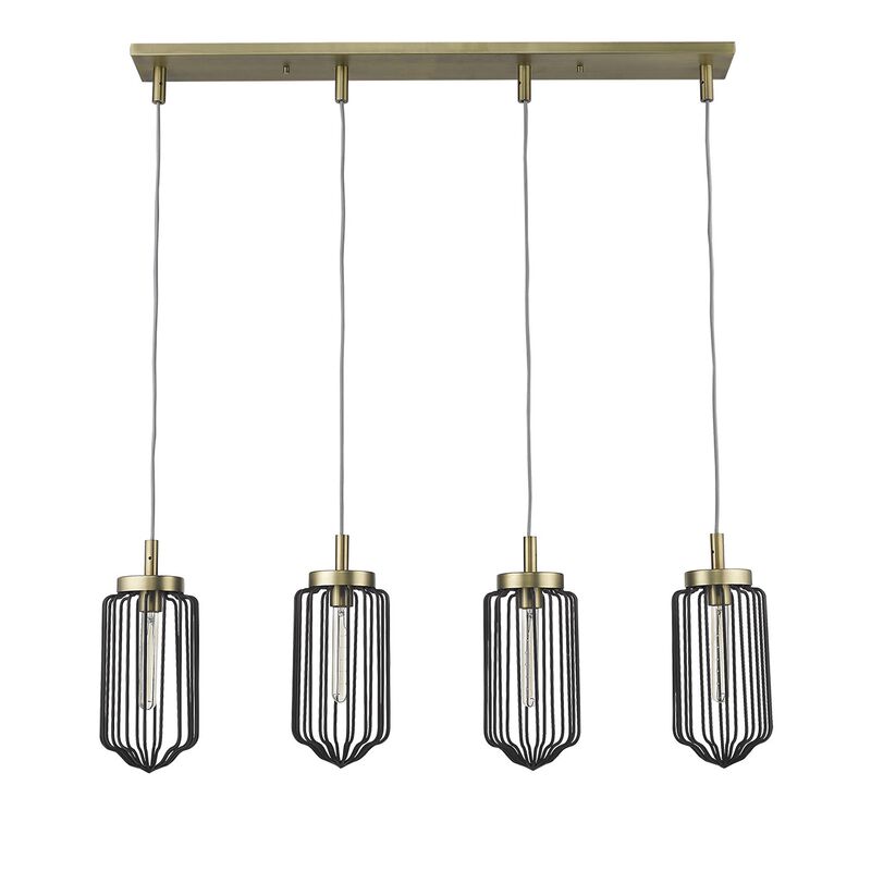 Hivvago Reece 4-Light Aged Brass Island Pendant