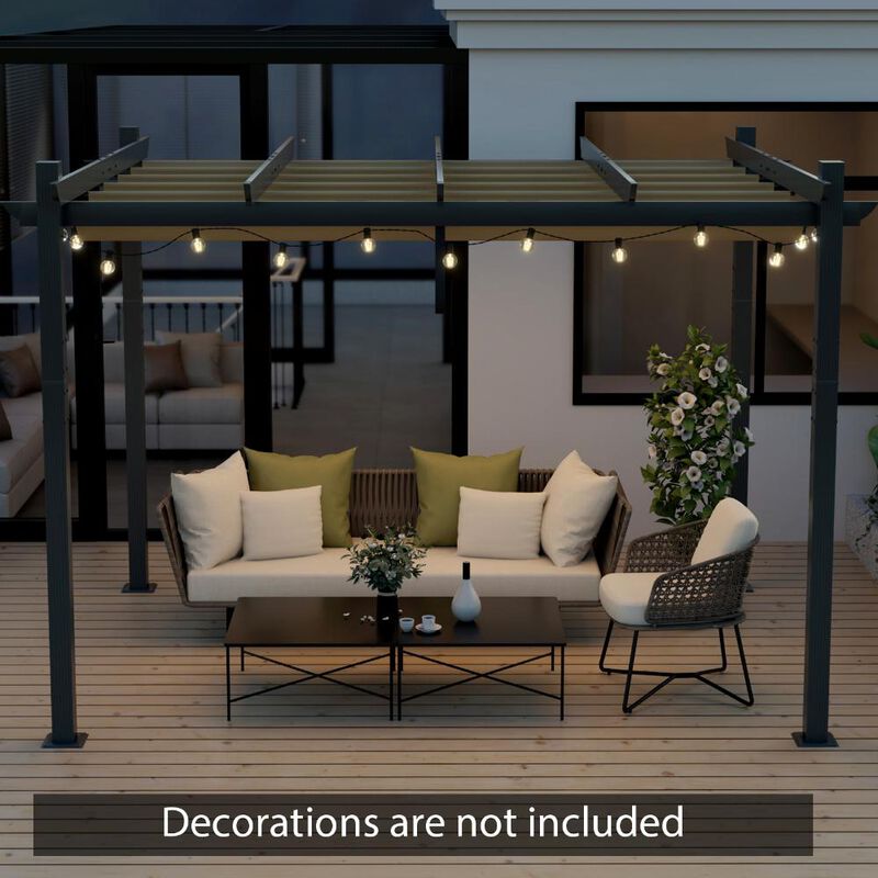 Modern Outdoor Sturdy Pergola Gazebo with Retractable Canopy image number 5