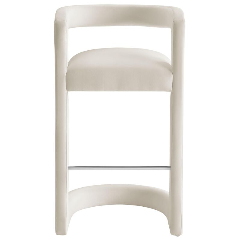 Modway Winslow Performance Velvet Bar Stool in Alabaster image number 7