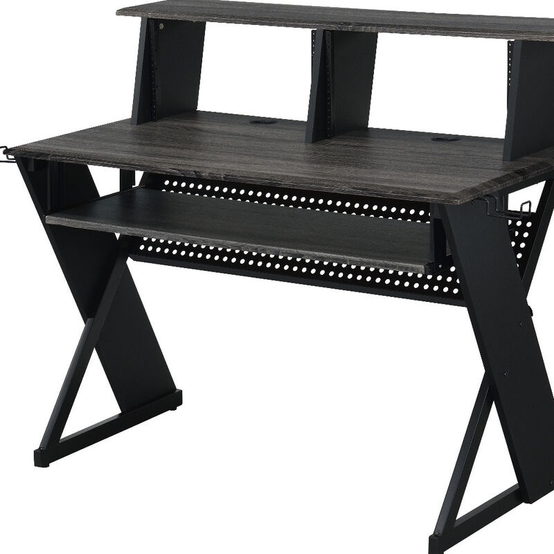 HomeRoots 47" Black Wood and Metal Computer Desk image number 2