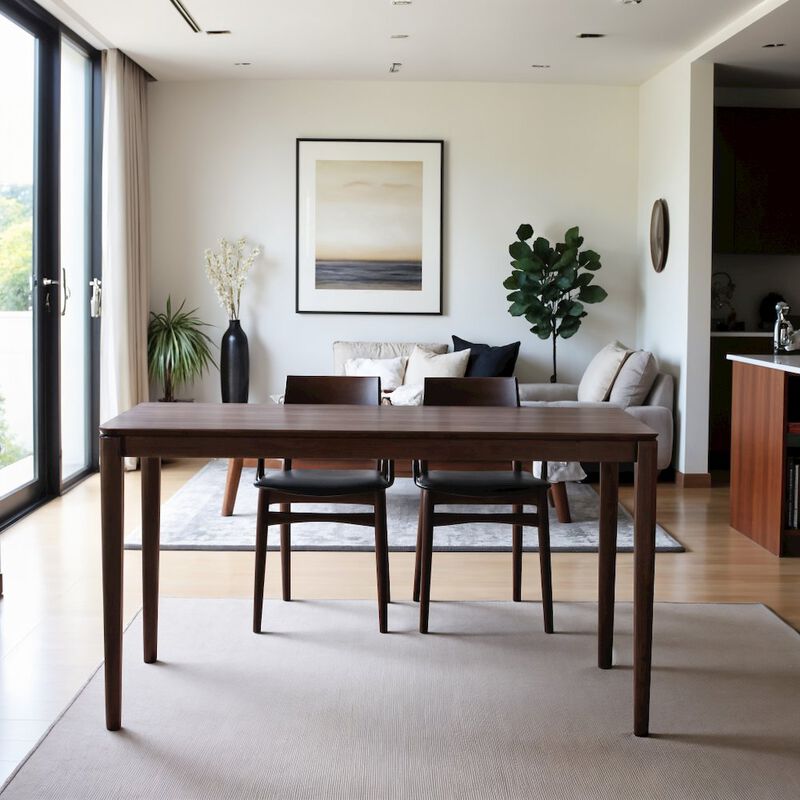 Starlight Canyon Home Brown Rectangular Dining Table, Solid + Manufactured Wood, Farmhouse Style