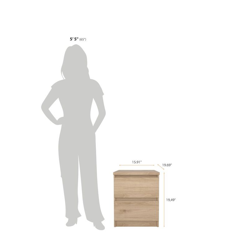 Tvilum Scottsdale 2 Drawer Nightstand, Jackson Hickory