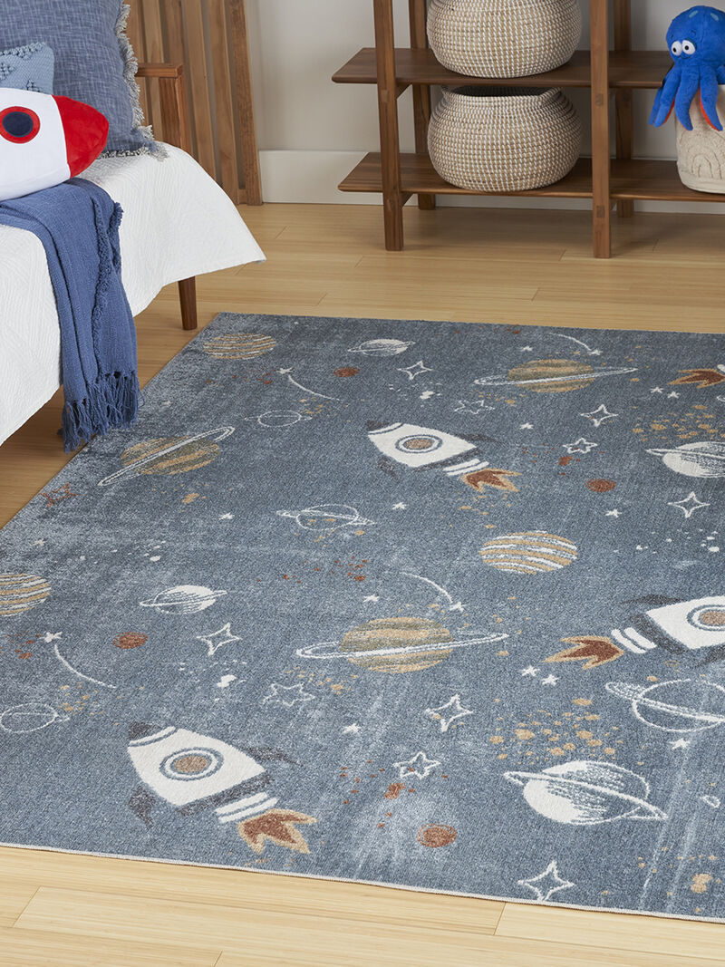 Astra Machine Washable ASW18 Turquoise/Multicolor 4' x 6' Rug