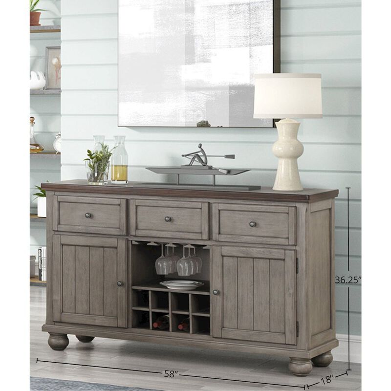 Bernards Will Server W/ Power Pack in Gray / Brown Finish image number 2