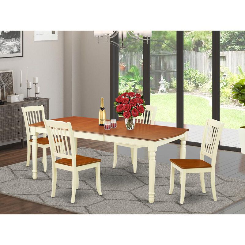 East West Furniture Dining Room Set Buttermilk & Cherry, DODA5-BMK-W