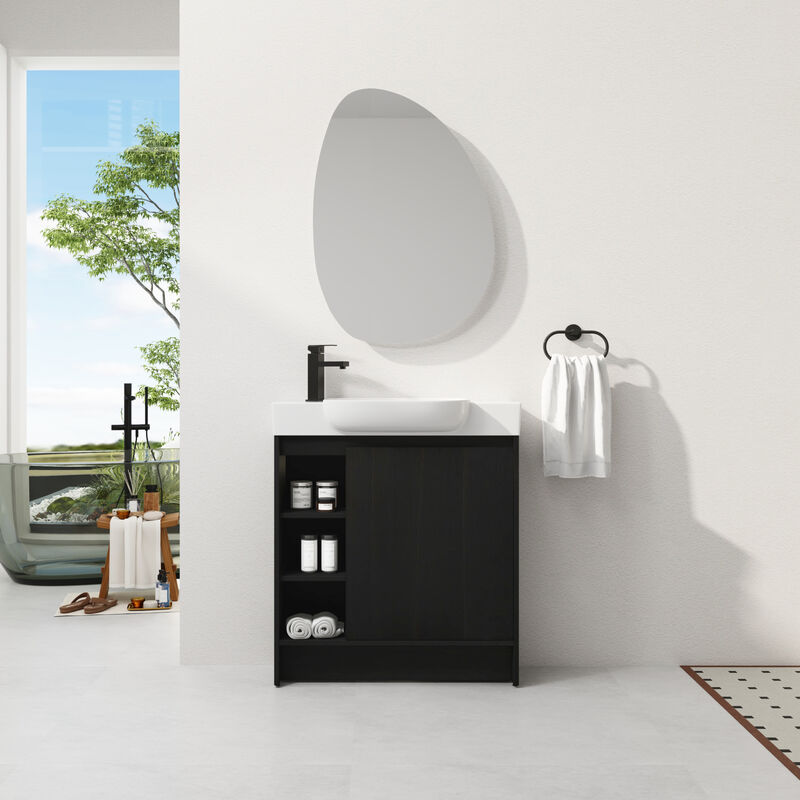 ELEMENT ACE Freestanding Bathroom Vanity with Ceramic Sink and Soft-Close Doors image number 3