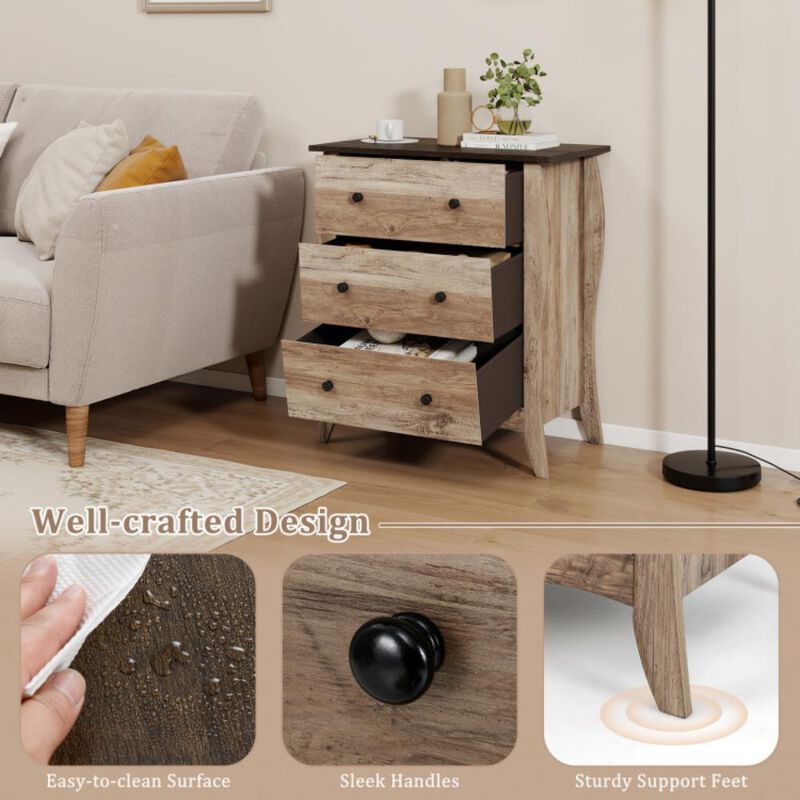 Hivvago Dresser for Bedroom with 3 Folding Fabric Drawers and Anti-tipping Kit