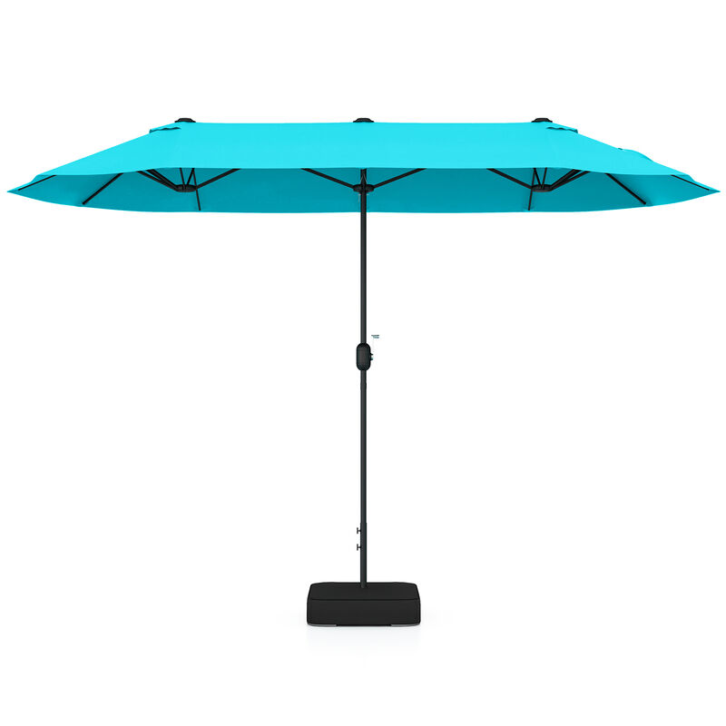 Double-Sided Patio Twin Table Umbrella with Crank Handle