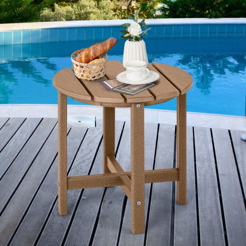 Hivvago Set of 2 Round Weather-Resistant Adirondack Side Tables