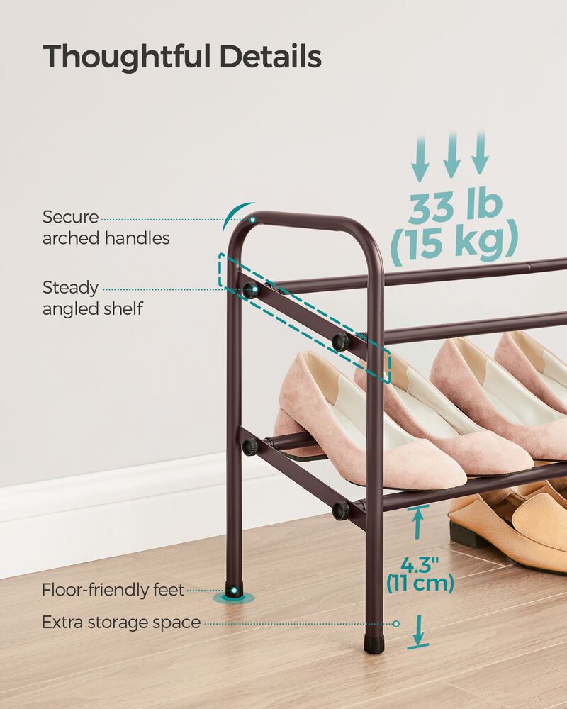2-Tier Durable Metal Shoe Rack Organizer with Space-Saving Design for Shoes and Storage