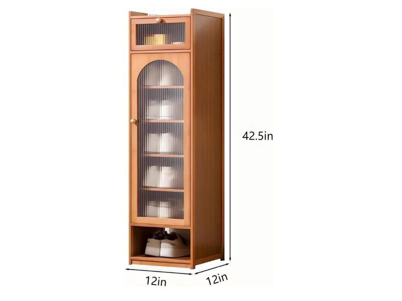 Slim Entryway Bamboo Shoe Storage Cabinet 7 Tier Closet 2 Inch image number 2