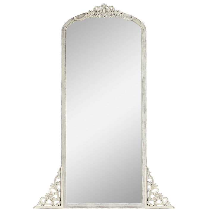 HomeRoots 67" White Solid Wood Framed Full Length Mirror