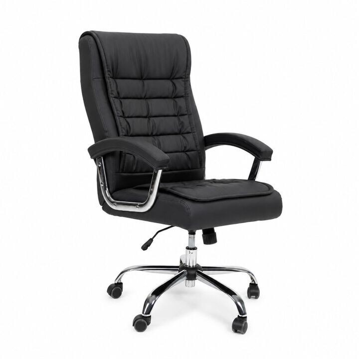 GOODSILO High Back Executive PU Leather Office Chair Ergonomic Swivel Desk Chair with Spring Seat, Chrome Arms, 350lbs Capacity for Home Office