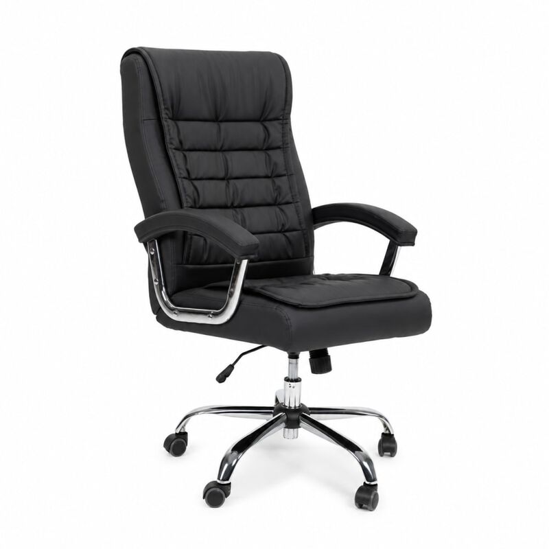 GOODSILO High Back Executive PU Leather Office Chair Ergonomic Swivel Desk Chair with Spring Seat, Chrome Arms, 350lbs Capacity for Home Office image number 0
