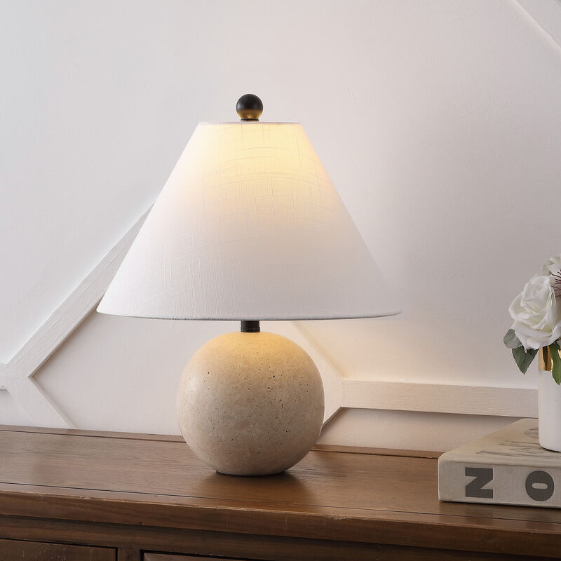 Liza 16" Modern Minimalist Travertine Globe LED Table Lamp