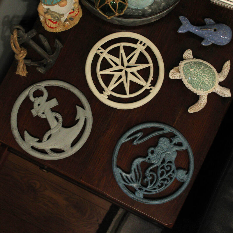 Set of 3 Cast Iron Nautical Design Kitchen Trivets Decorative Wall Hangings image number 6