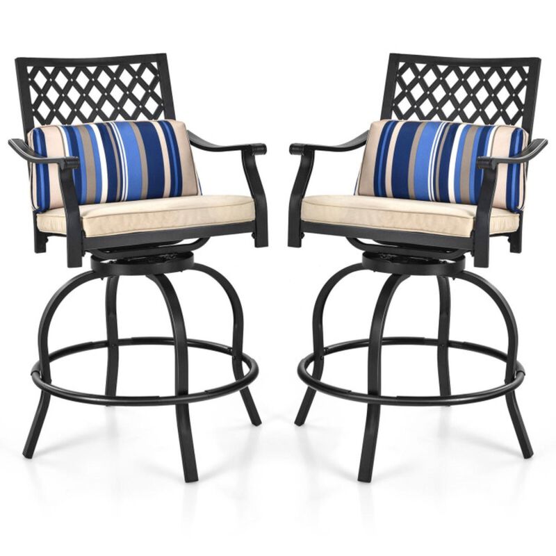 Hivvago Set of 2 Outdoor Bar Height Chair with Soft Cushions