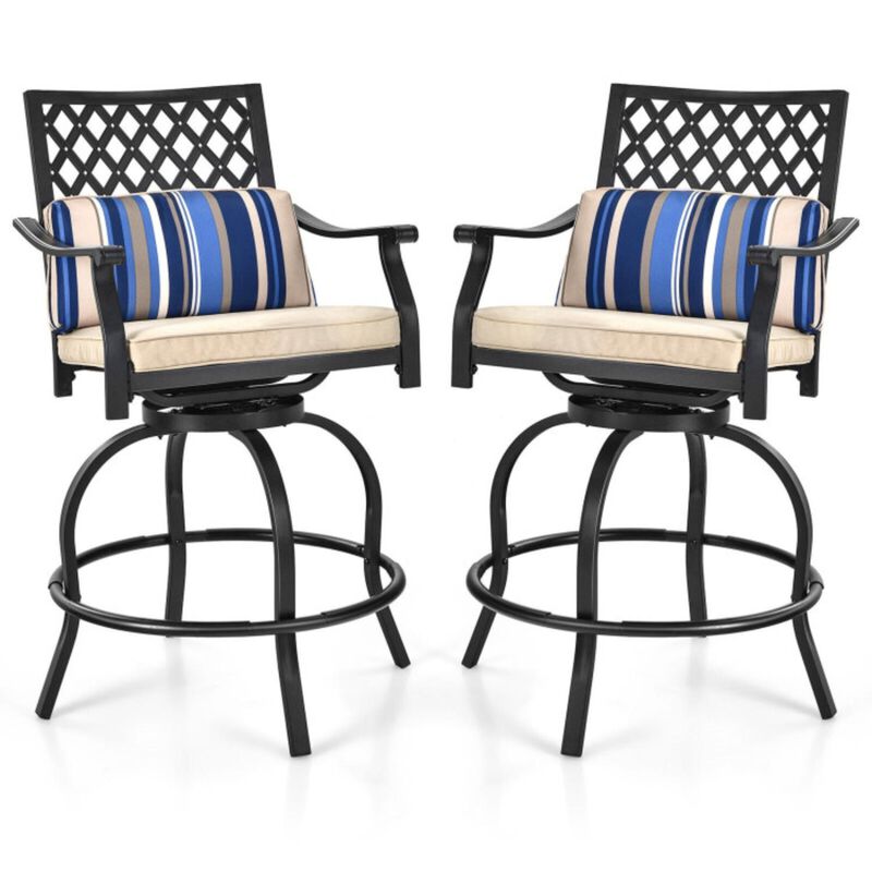 Hivvago Set of 2 Outdoor Bar Height Chair with Soft Cushions
