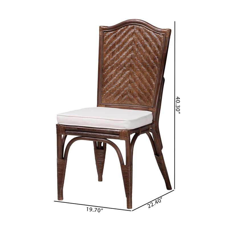 bali & pari Mahdis Natural Rattan 2-Piece Dining Chair Set with Cushion - Handwoven Wicker Accent Chair with Woven Chevron Back for Kitchen or Dining Room image number 7
