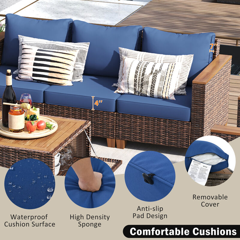 Whisen 8-Piece Outdoor Seating Sets with 2 Swivel Rocking Chairs and Storage Table image number 6