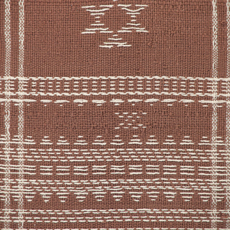 HomeRoots 18" Beige and Brown Cotton Throw Pillow with Tassels image number 3