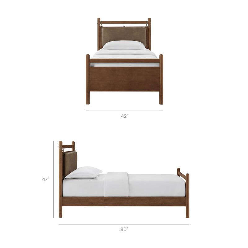 Leni Twin Size Vegan Leather and Wood Platform Bed Frame image number 2