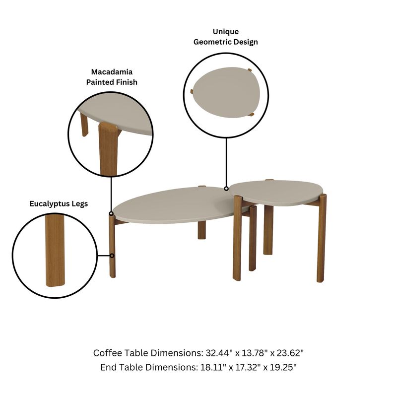 Gales Beige Coffee Table and End Table Set