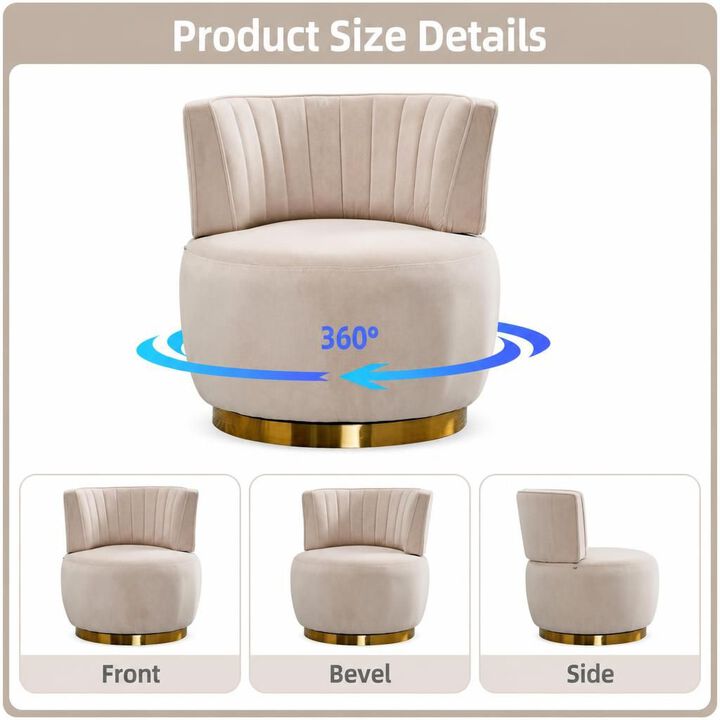 GOODSILO 360 Degree Swivel Barrel Accent Chair, Upholstered Round Armchair for Living Room, Bedroom, Office, Nursery, Lounge, Waiting Rooms
