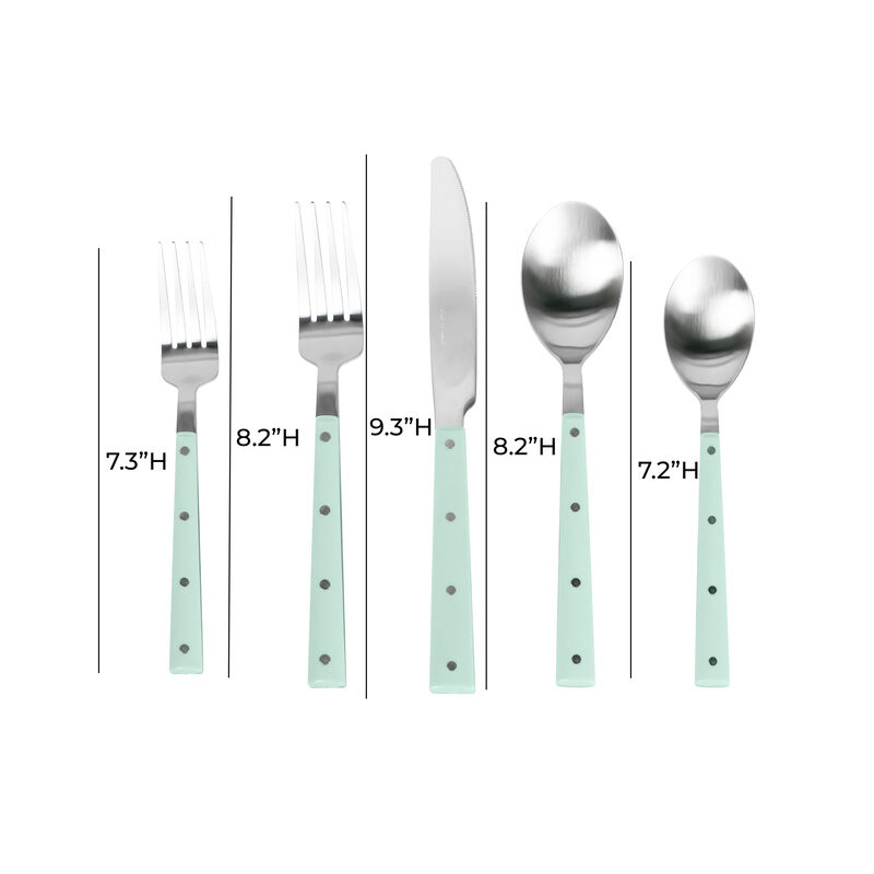 Soline Mint and Stainless Steel Flatware - Set of 5 Pieces
