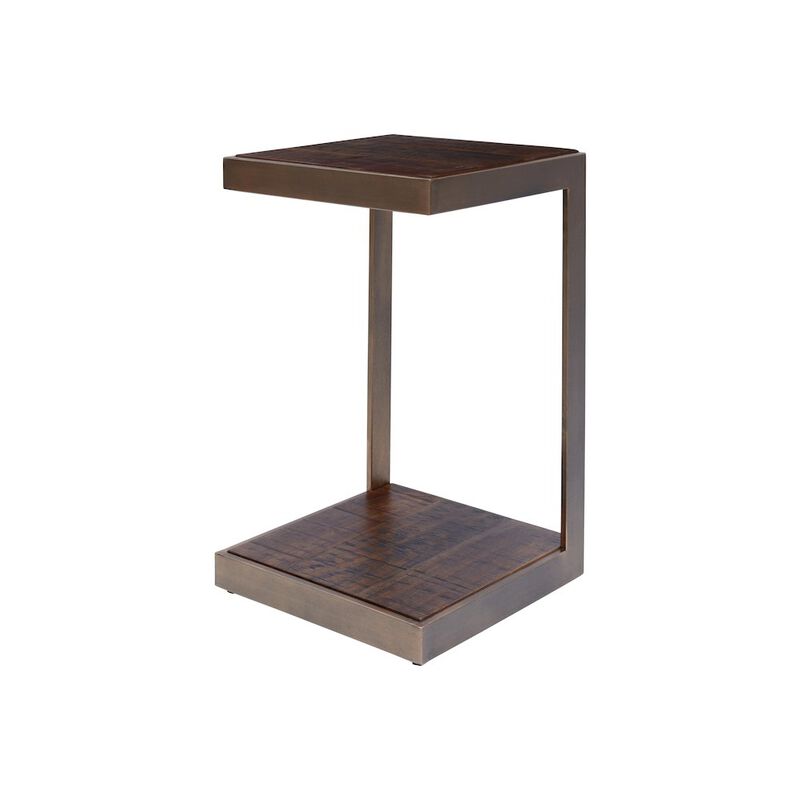 Jofran Global Archive Distressed Acacia and Stainless Steel C Table