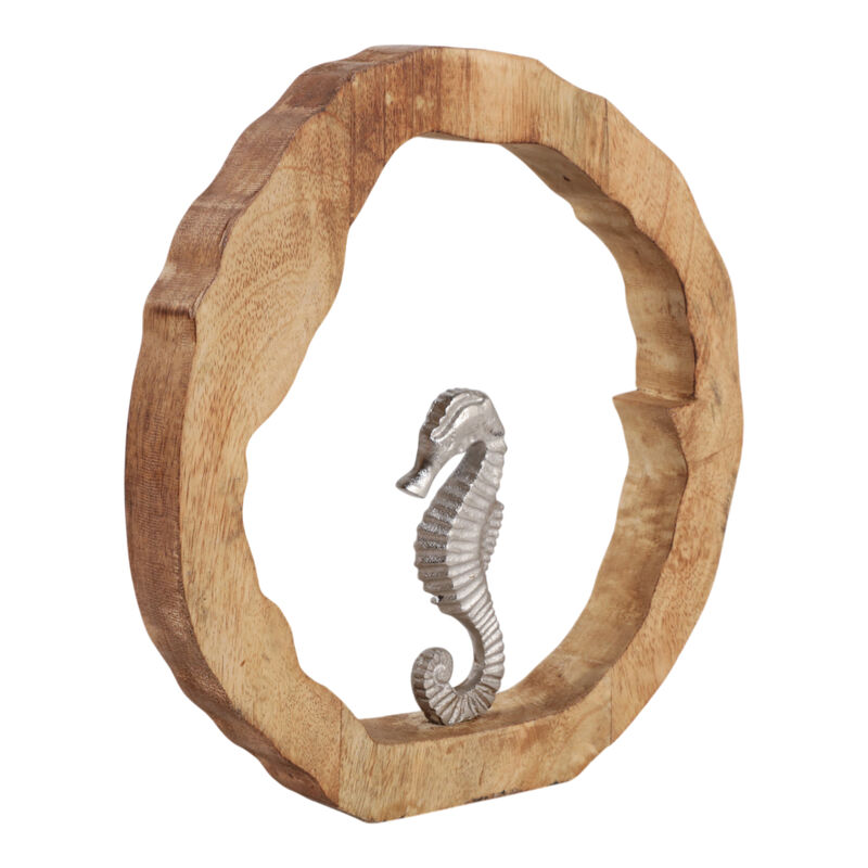 11x11 Seahorse In Wood Round image number 1
