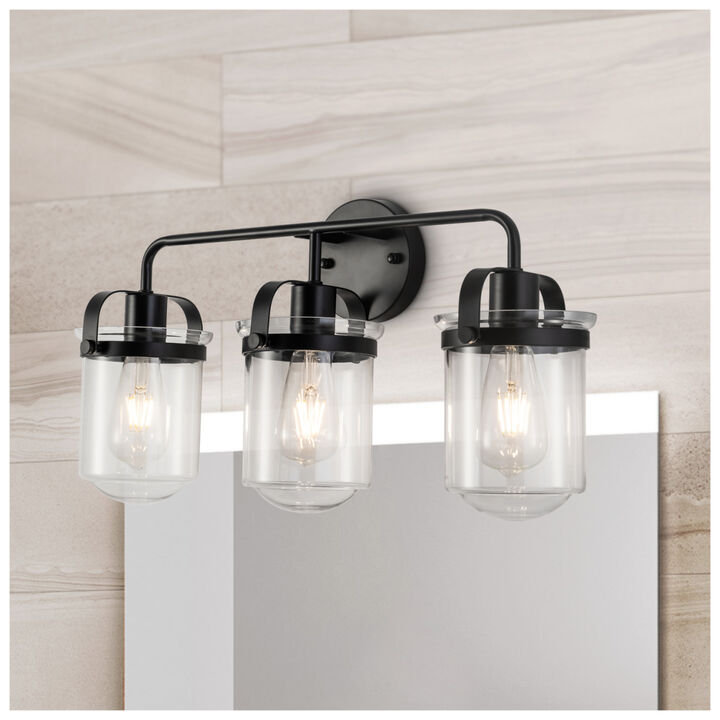 Wall Sconces Set of 3 with Clear Glass Shade, Modern Wall Sconce, Industrial Indoor Wall Light Fixture for Bathroom Living Room Bedroom Over Kitchen Sink, E26 Socket, Bulbs Not Included