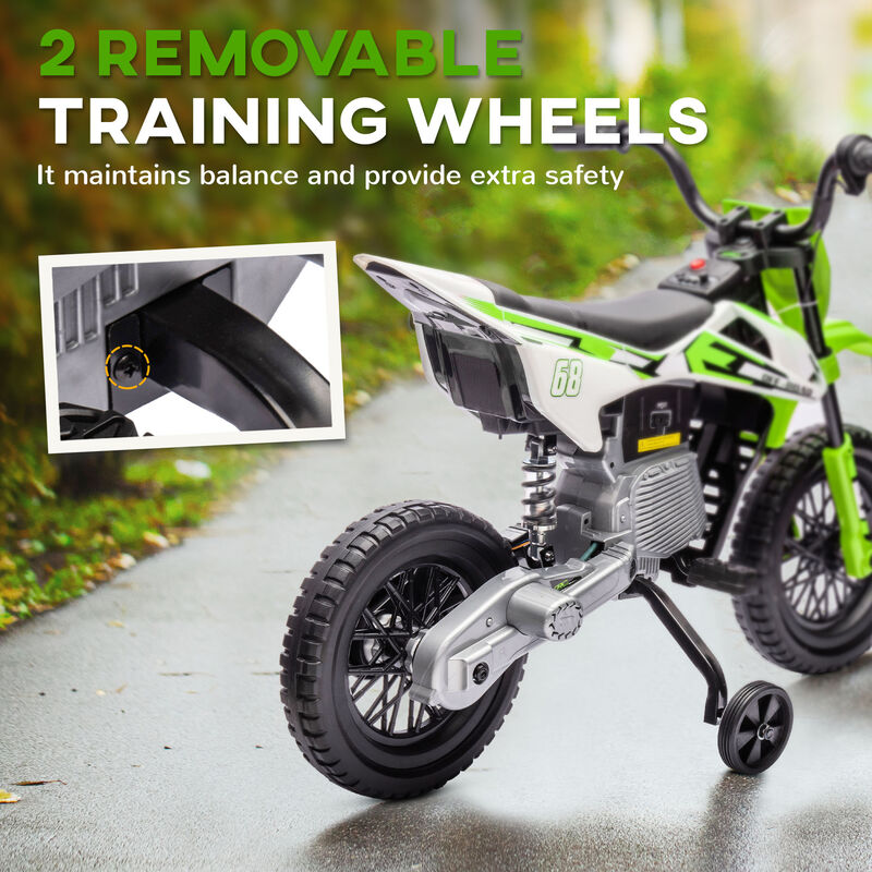 BreeBe 12V Kids Electric Motorcycle w/ Twist Grip Throttle, Training Wheels, Rear Suspension & Music image number 4
