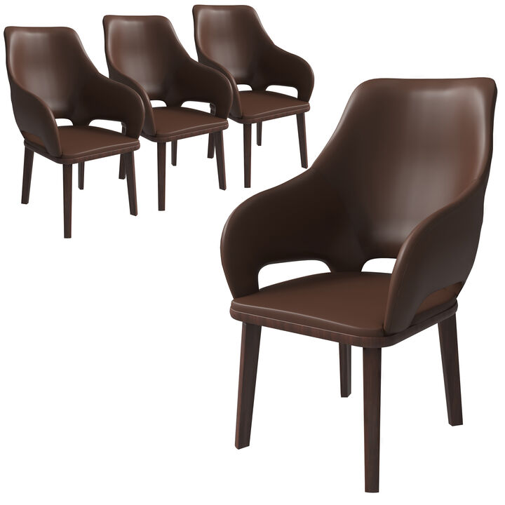 LeisureMod Vivara Collection Modern Dining Chair Set of 4