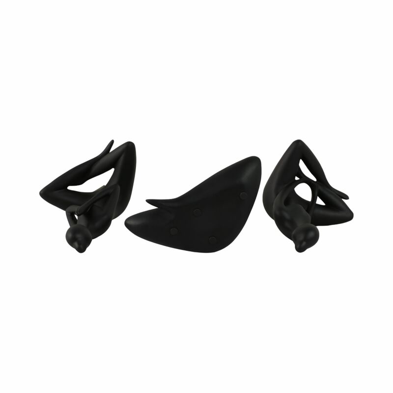 Resin, S/3 10"h Yoga Ladies, Black image number 5