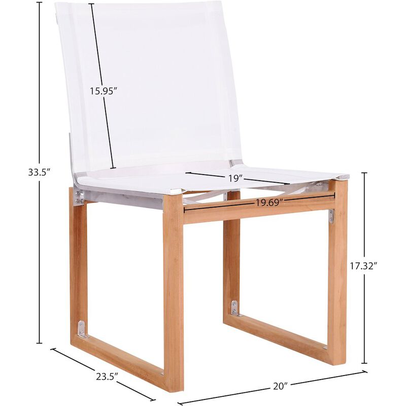 Meridian Furniture Tulum Off White Water Resistant Fabric Outdoor Patio Dining Side Chair