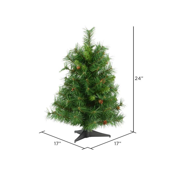 Vickerman 24" Cheyenne Pine Artificial Christmas Tree, Unlit - Faux Christmas Tree - Seasonal Indoor Home Decor