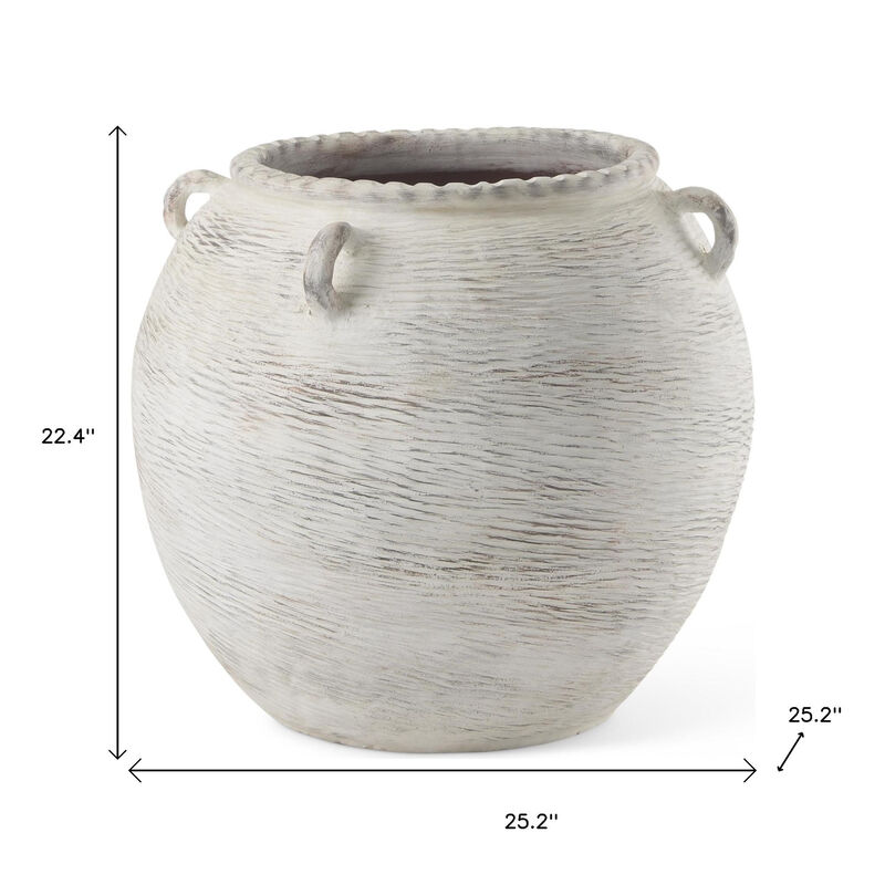 HomeRoots 22" Cream Ceramic Amphora Floor Vase image number 3
