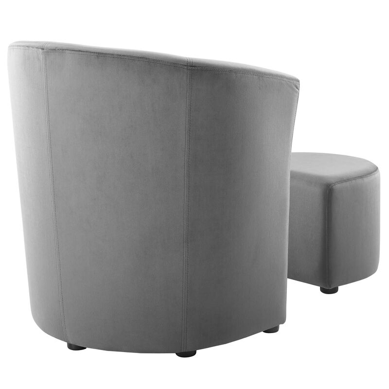 Divulge Performance Velvet Arm Chair and Ottoman Set image number 5