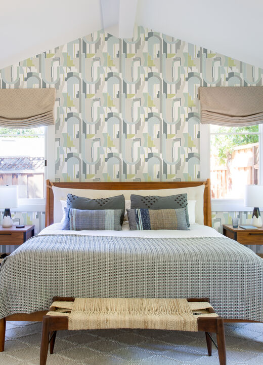 Odele Sky Blue Geometric Archways Wallpaper (Set of 2)