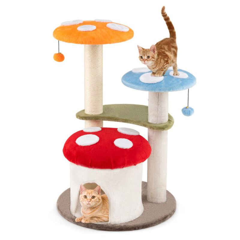 Hivvago 35 Inch Tall Cat Tower with Sisal Scratching Posts Cat Condo and Padded Platforms