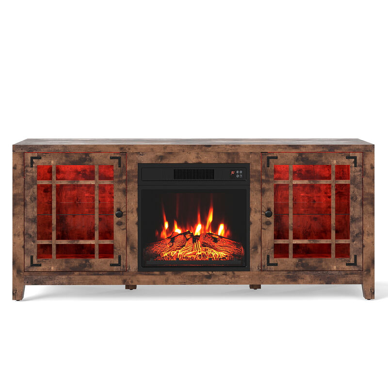 Electric Fireplace TV Stand with LED Accent Lights and Storage image number 0