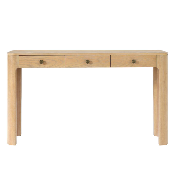 Whisen 52" Rustic Console Table with 3 Drawers, Solid Wood MDF, Sturdy Sofa Table for Entryway Living Room Hallway