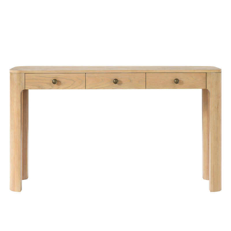 Whisen 52" Rustic Console Table with 3 Drawers, Solid Wood MDF, Sturdy Sofa Table for Entryway Living Room Hallway image number 0