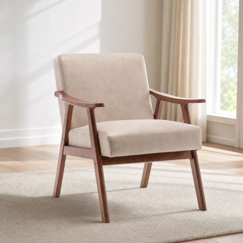 GOODSILO Mid-Century Modern Accent Chair, Wingback Lounge Chair with Thick Backrest for Living Room, Bedroom and Reading Spaces image number 3