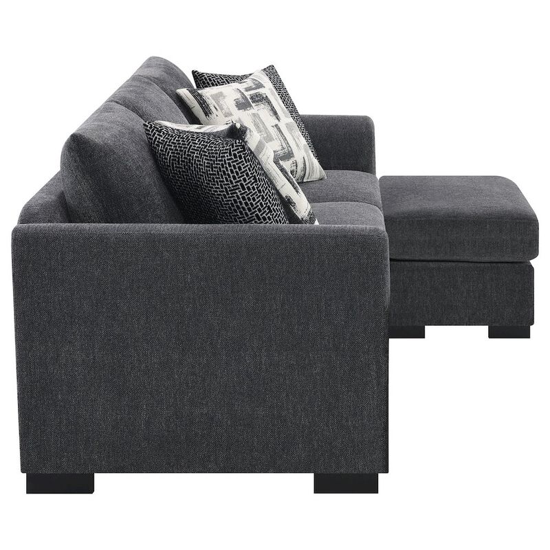 Coaster Co. of America Storey Upholstered Sleeper Sectional Chaise Sofa Dark Grey